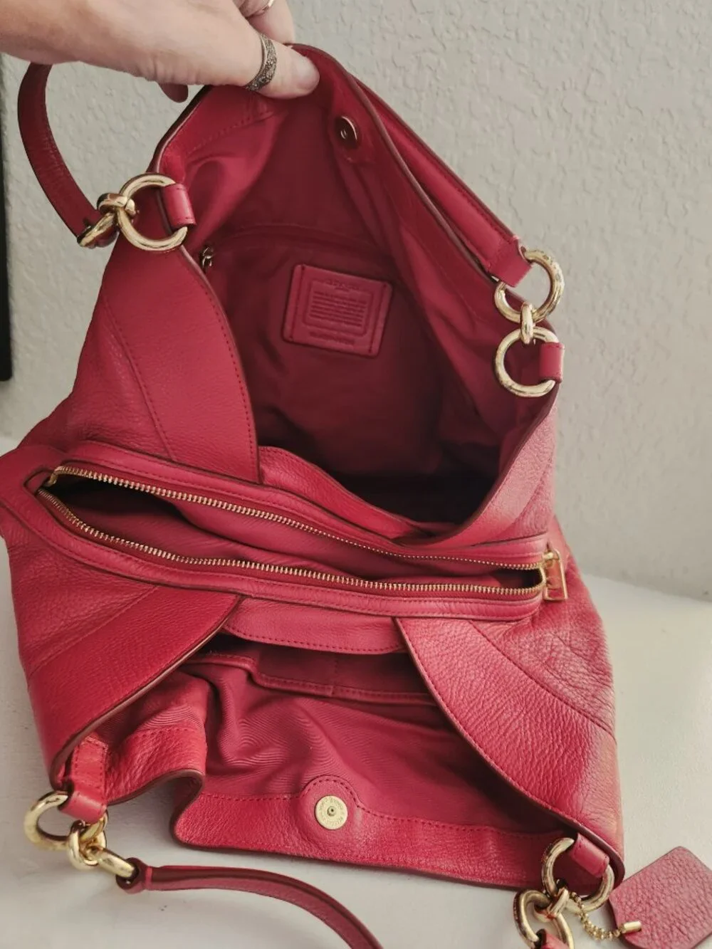 Euc Coach Lexy Red Leather Shoulder Bag Purse
